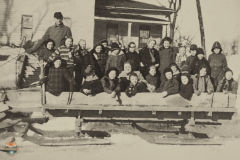 Sleigh Ride, 1949 in front of Rehfelds on Lynn and North Cedar